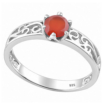 Gorgeous Handcrafted Work Around Carnelian Round Shape 925 Sterling Solid Silver Ring - R1002114-26