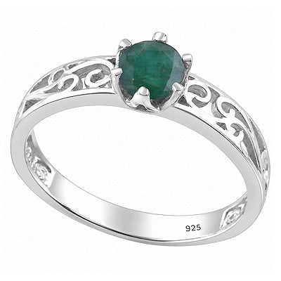 Gorgeous Handcrafted Work Around Green Onyx Round Shape 925 Sterling Solid Silver Ring - R1002114-34