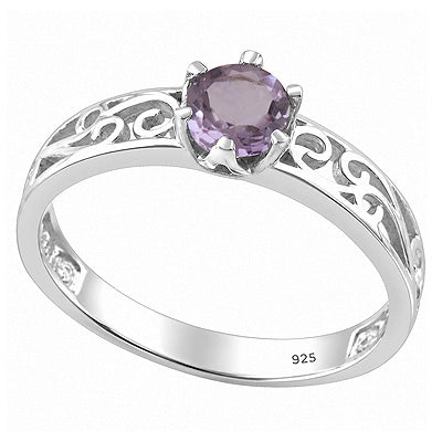 Gorgeous Handcrafted Work Around Amethyst Round Shape 925 Sterling Solid Silver Ring - R1002114-5