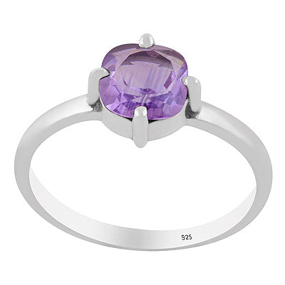 Stunning Prong Setting Around Amethyst Cushion Shape 925 Sterling Solid Silver Ring - R1002117-1