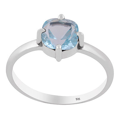 Stunning Prong Setting Around Blue Topaz Cushion Shape 925 Sterling Solid Silver Ring - R1002117-22