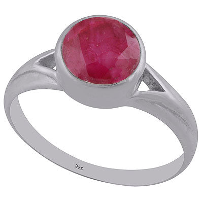 Beautiful Collet Setting Amethyst Round Shape 925 Sterling Solid Silver Ring - R1002140-30