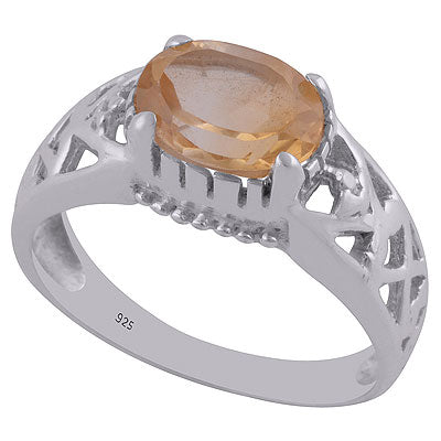 Gorgeous Jali Cut Work Around Citrine Oval Shape 925 Sterling Solid Silver Ring - R1002143-4