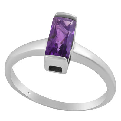 Elegant Amethyst Rectangle Shape 925 Sterling Solid Silver Ring - R1002152-1