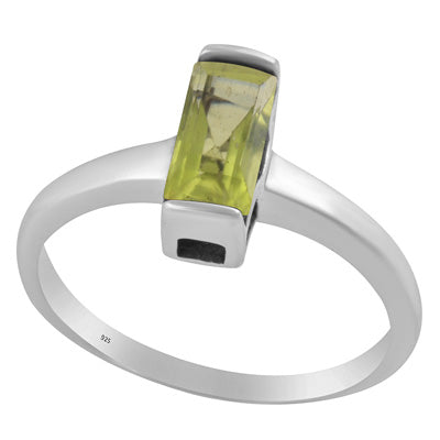 Elegant Peridot Rectangle Shape 925 Sterling Solid Silver Ring - R1002152-23
