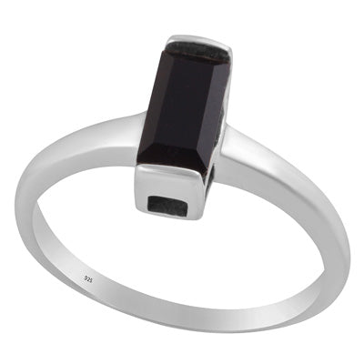 Elegant Black Onyx Rectangle Shape 925 Sterling Solid Silver Ring - R1002152-24