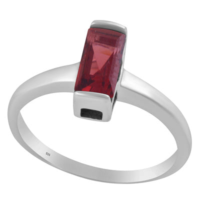 Elegant Garnet Rectangle Shape 925 Sterling Solid Silver Ring - R1002152-5