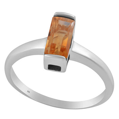 Elegant Citrine Rectangle Shape 925 Sterling Solid Silver Ring - R1002152-9