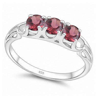 Stunning Multicolour Gemstones Studded Garnet Round Shape 925 Sterling Solid Silver Ring - R1002178-2