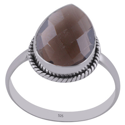 Authentic Wire Work Around Smoky Topaz Pear Shape 925 Sterling Solid Silver Ring - R1002186-15