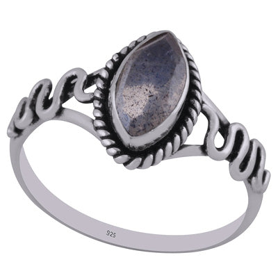 Alluring Twisted Wire Work Pattern Around Labradorite Marquise Shape 925 Sterling Solid Silver Ring - R1002212-10