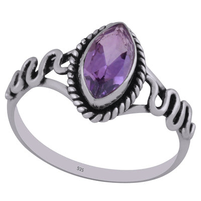 Alluring Twisted Wire Work Pattern Around Amethyst Marquise Shape 925 Sterling Solid Silver Ring - R1002212-5