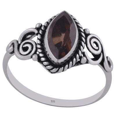Stunning Handcrafted Twisted Wire Work Around Smoky Topaz Marquise Shape 925 Sterling Solid Silver Ring - R1002213-12