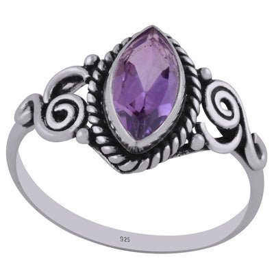Stunning Handcrafted Twisted Wire Work Around Amethyst Marquise Shape 925 Sterling Solid Silver Ring - R1002213-5