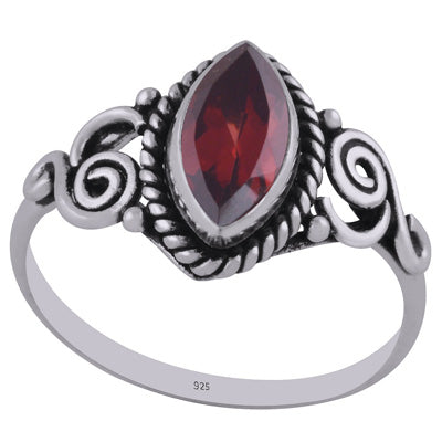 Stunning Handcrafted Twisted Wire Work Around Garnet Marquise Shape 925 Sterling Solid Silver Ring - R1002213-6