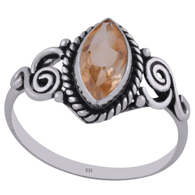Stunning Handcrafted Twisted Wire Work Around Citrine Marquise Shape 925 Sterling Solid Silver Ring - R1002213-8