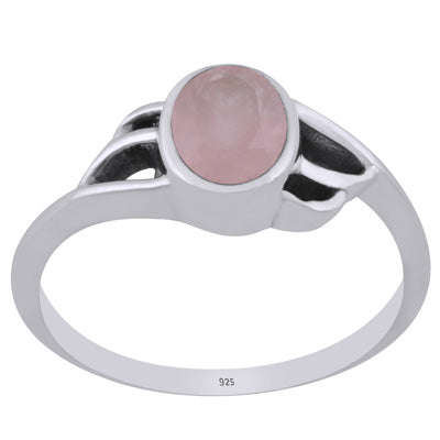 Beautiful Handcrafted Work Around Rose Quartz Oval Shape 925 Sterling Solid Silver Ring - R1002225-11