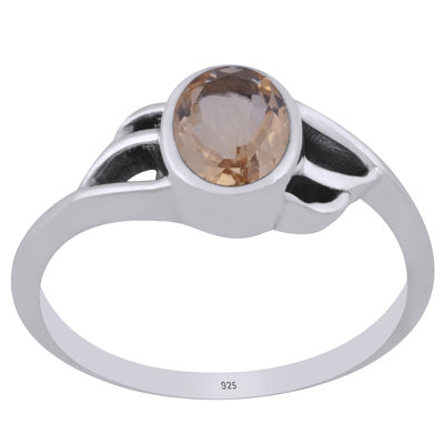 Beautiful Handcrafted Work Around Citrine Oval Shape 925 Sterling Solid Silver Ring - R1002225-6