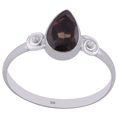 Beautiful Wire & Rawa Work Around Smoky Topaz Pear Shape 925 Sterling Solid Silver Ring - R1002240-10