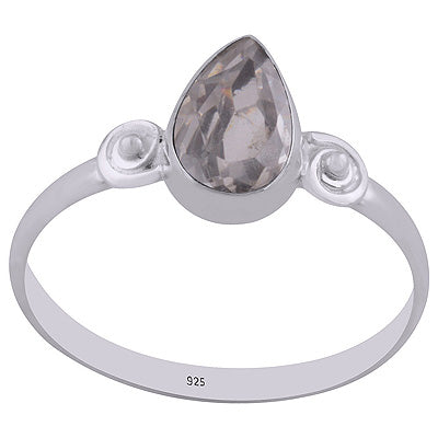 Beautiful Wire & Rawa Work Around White Cubic Zirconia Pear Shape 925 Sterling Solid Silver Ring - R1002240-15
