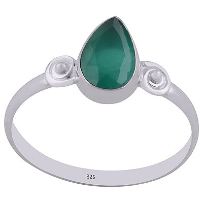 Beautiful Wire & Rawa Work Around Green Onyx Pear Shape 925 Sterling Solid Silver Ring - R1002240-17