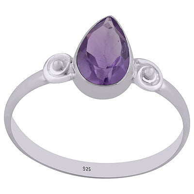 Beautiful Wire & Rawa Work Around Amethyst Pear Shape 925 Sterling Solid Silver Ring - R1002240-4