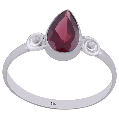 Beautiful Wire & Rawa Work Around Garnet Pear Shape 925 Sterling Solid Silver Ring - R1002240-5