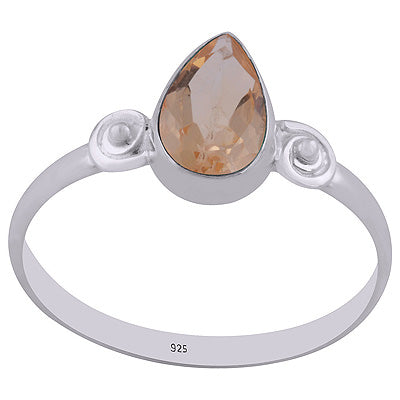 Beautiful Wire & Rawa Work Around Citrine Pear Shape 925 Sterling Solid Silver Ring - R1002240-7