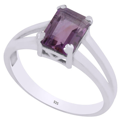 Stunning Cut Out Amethyst Rectangle Shape 925 Sterling Solid Silver Ring - R1002270-21