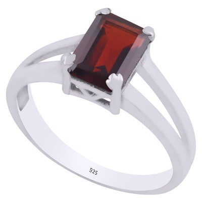 Stunning Cut Out Garnet Rectangle Shape 925 Sterling Solid Silver Ring - R1002270-22
