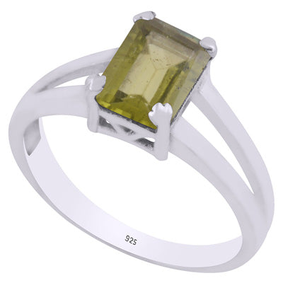 Stunning Cut Out Peridot Rectangle Shape 925 Sterling Solid Silver Ring - R1002270-23