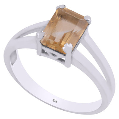 Stunning Cut Out Citrine Rectangle Shape 925 Sterling Solid Silver Ring - R1002270-24