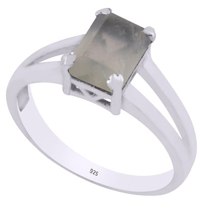 Stunning Cut Out Prehnite Rectangle Shape 925 Sterling Solid Silver Ring - R1002270-34