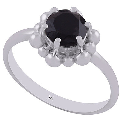 Stunning Rawa Work Around Black Onyx Round Shape 925 Sterling Solid Silver Ring - R1002279-11