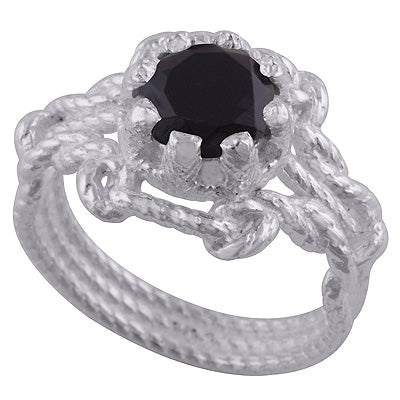 Three Band Design Black Onyx Round Shape 925 Sterling Solid Silver Ring - R1002286-11