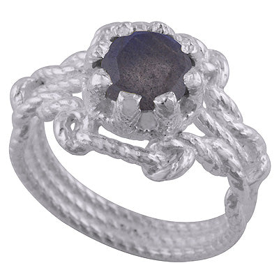 Three Band Design Labradorite Round Shape 925 Sterling Solid Silver Ring - R1002286-6