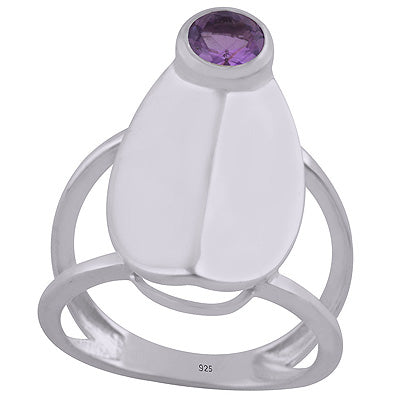 Beautiful Wing Amethyst Round Shape 925 Sterling Solid Silver Ring - R1002288-1