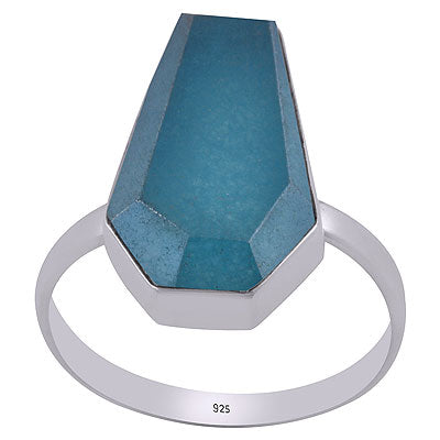 Stunning Gemstone Blue Chalcedony Coffin Shape 925 Sterling Solid Silver Ring - R1002312-11