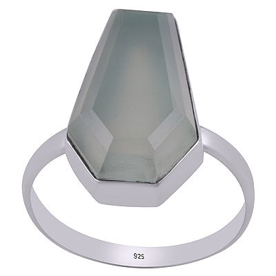Stunning Gemstone Aqua Chalcedony Coffin Shape 925 Sterling Solid Silver Ring - R1002312-12