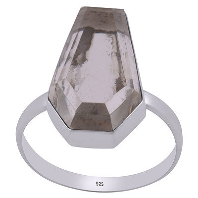 Stunning Gemstone Crystal Coffin Shape 925 Sterling Solid Silver Ring - R1002312-16