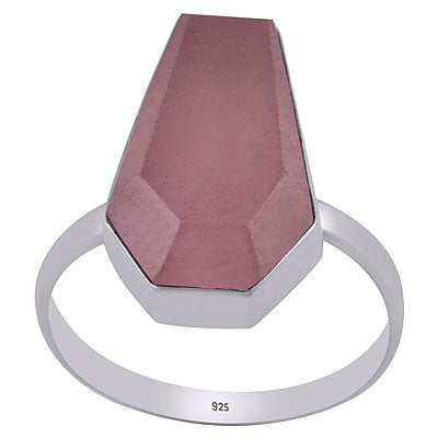 Stunning Gemstone Rose Quartz Coffin Shape 925 Sterling Solid Silver Ring - R1002312-17