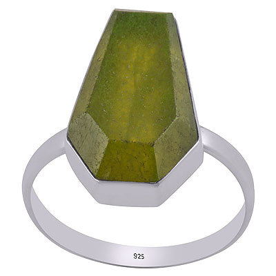 Stunning Gemstone Nephrite Jade Coffin Shape 925 Sterling Solid Silver Ring - R1002312-20
