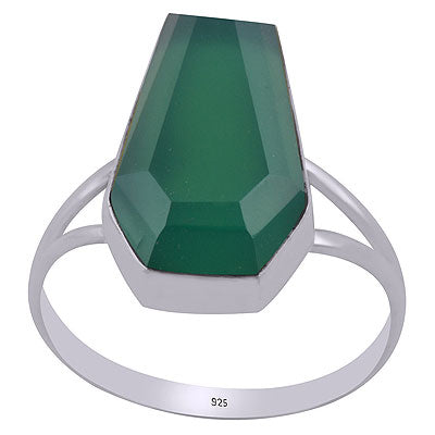 Stunning Split Shank Around Green Onyx Coffin Shape 925 Sterling Solid Silver Ring - R1002313-7