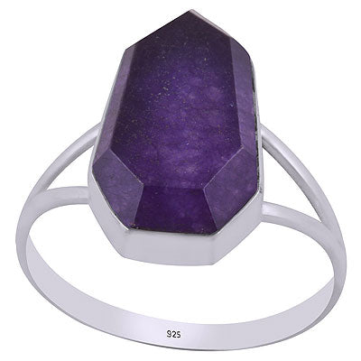 Beautiful Split Shank Around Amethyst Hexagon Shape 925 Sterling Solid Silver Ring - R1002315-1