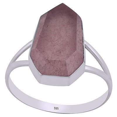 Beautiful Split Shank Around Rose Quartz Hexagon Shape 925 Sterling Solid Silver Ring - R1002315-11