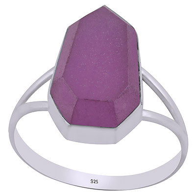 Beautiful Split Shank Around Lavender Jade Hexagon Shape 925 Sterling Solid Silver Ring - R1002315-14