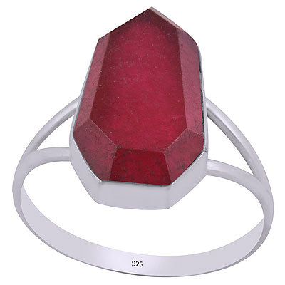 Beautiful Split Shank Around Red Corundum Hexagon Shape 925 Sterling Solid Silver Ring - R1002315-17