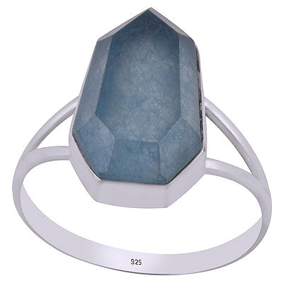 Beautiful Split Shank Around Blue Aventurine Hexagon Shape 925 Sterling Solid Silver Ring - R1002315-7