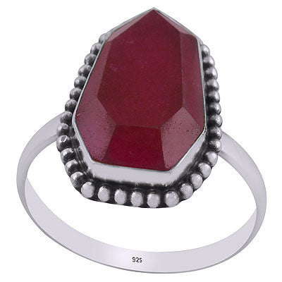 Alluring Rawa Work Around Red Corundum Hexagon Shape 925 Sterling Solid Silver Ring - R1002318-17