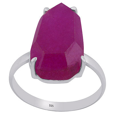 Beautiful Shaped Gemstone Red Corundum Hexagon Shape 925 Sterling Solid Silver Ring - R1002319-15